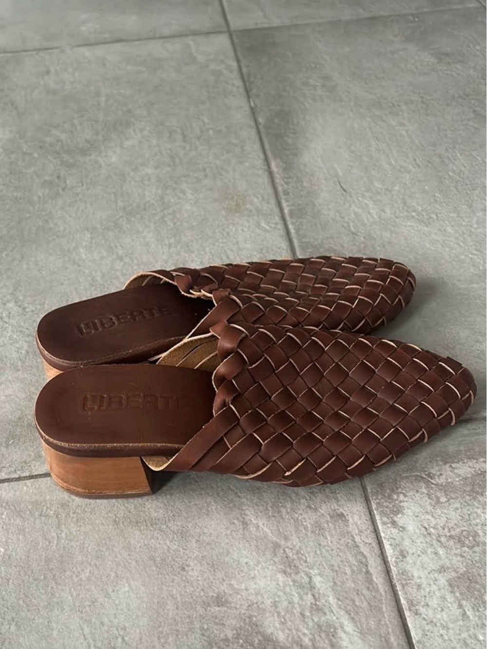 Liberté Braided Leather Slip-On Mules - Chestnut Brown - Picture 2 of 3